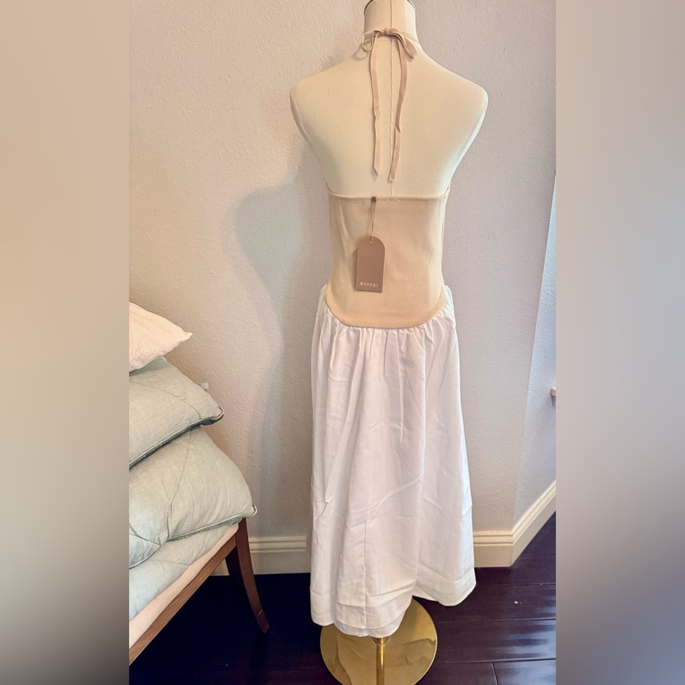 MESHKI Katie White Linen & Nude Knit Midi Dress - Picture 10 of 16